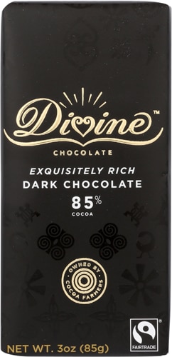 Divine Chocolate 85% Плитка из темного шоколада — 3 унции Divine Chocolate