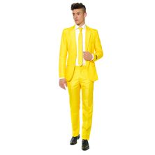 Мужской приталенный однотонный желтый костюм с галстуком Suitmeister Suitmeister