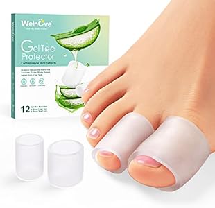 Welnove Toe Protectors – 12-Pack Aloe Vera Extract Infused Silicone Toe Sleeve Toe Covers for Hammer Toes, Corns, Calluses, Blisters – Soft Gel Protector Toe Cushions for Pain Relief (Multi-Size) Welnove