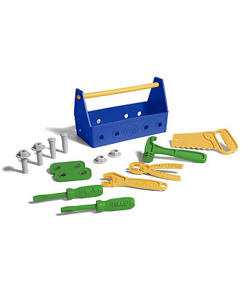 Eco-Friendly Pretend Play Tool Set And Toolbox with Handle Green Toys