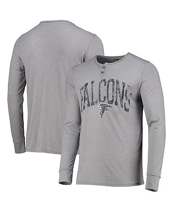 Мужская серая футболка Atlanta Falcons Takeaway Henley с длинным рукавом для сна Concepts Sport