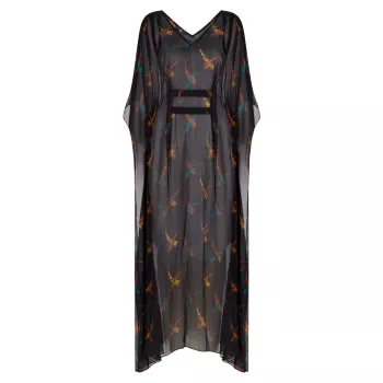 Платье-макси макси с абстрактным принтом Florence из смесового шелка VALIMARE
