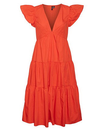 Женское платье Jarlotte с короткими рукавами и разрезом до середины икры VERO MODA