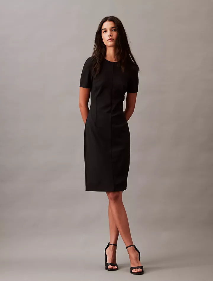Компактное платье прямого кроя из эластичного крепа Calvin Klein