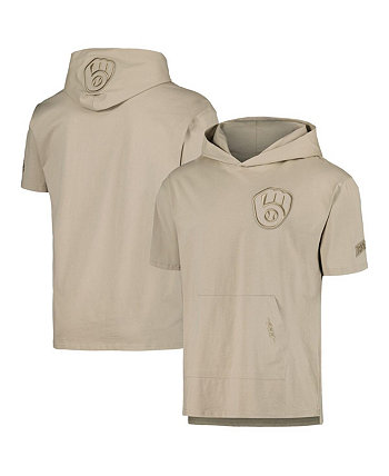 Men's Tan Milwaukee Brewers Neutral Short Sleeve Hoodie T-shirt Pro Standard