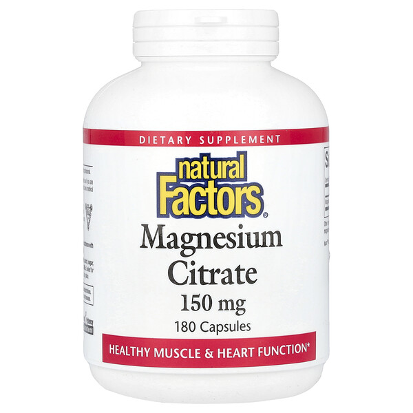 Магний Цитрат - 150 мг - 180 капсул - Natural Factors Natural Factors