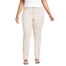 Plus Size Lands' End Recycled Mid-Rise Straight Leg Jeans Lands' End