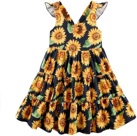 Многоярусное платье для маленьких девочек, сарафан с развевающимися рукавами и единорогом, милая детская одежда, летние платья для малышей, От 2 до 8 лет RETSUGO
