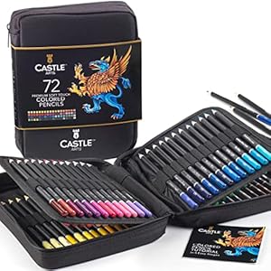 Набор цветных карандашей Castle Art Supplies, 72 шт, мягкие грифели, удобный чехол на молнии для художественных работ Castle Art Supplies