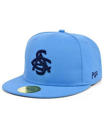 Men's Light Blue Smart Set Athletic Club of Brooklyn Black Fives Fitted Hat Physical Culture