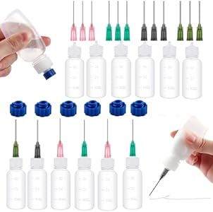 12PCS Glue Applicators Bottles,30ml Plastic Squeezable Dropper Bottles with Blunt Needle Tip 14ga 16ga 18ga 20ga for Glue Applications,Paint Quilling Craft and Oil Squeezable Dropper Bottles Crafting BAOFALI