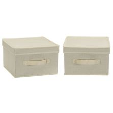 Холщовые коробки для хранения предметов первой необходимости среднего размера с крышками Household Essentials