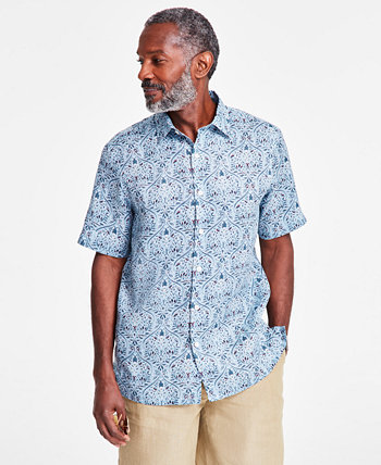 Men's Linen Mapleton Printed Short-Sleeve Shirt, Exclusively at Macy's Club Room