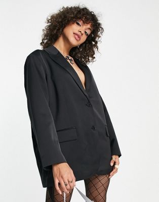 Черный атласный пиджак Weekday Luna - часть комплекта Weekday
