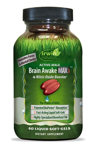 Brain Awake Max3™ + Премиум-нитроксигеновый бустер, 60 капсул Irwin Naturals