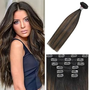 WindTouch Clip in Hair Extensions Human Hair Jet Black Solid Black 12Inch 70g Straight #1 WindTouch