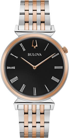 Мужские классические часы Regatta с двухцветным черным циферблатом, 38 мм Bulova