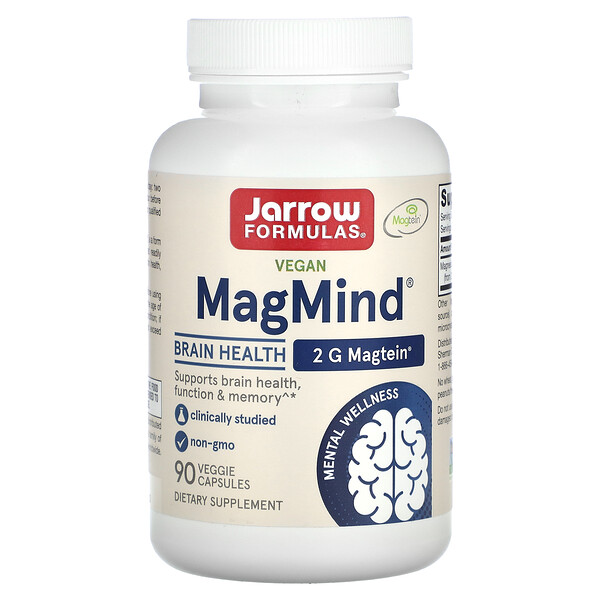 Vegan MagMind, Здоровье Мозга - Магний - 90 растительных капсул - Jarrow Formulas Jarrow Formulas
