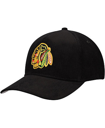 Мужская черная вельветовая регулируемая шляпа Chicago Blackhawks с цепной строчкой American Needle