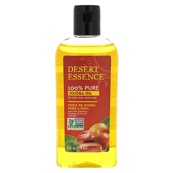 100% чистое масло жожоба, для волос, кожи и кожи головы, 4 жидких унции (118 мл) Desert Essence