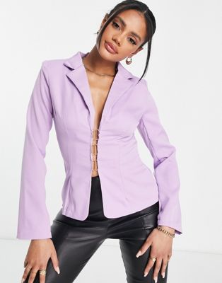 Фиолетовый пиджак с глубоким вырезом NaaNaa NaaNaa
