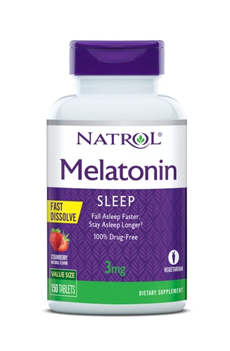 Мелатонин клубника - 3 мг - 150 таблеток быстрого растворения - Natrol Natrol