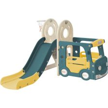 Merax 4 In 1 Kids Slide With Bus Play Structure Merax