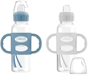 Dr. Brown's Milestones Narrow Sippy Spout Bottle with 100% Silicone Handles, Easy-Grip Handles with Soft Sippy Spout, 8oz/250mL, Black, 1-Pack, 6m+ Dr. Brown's