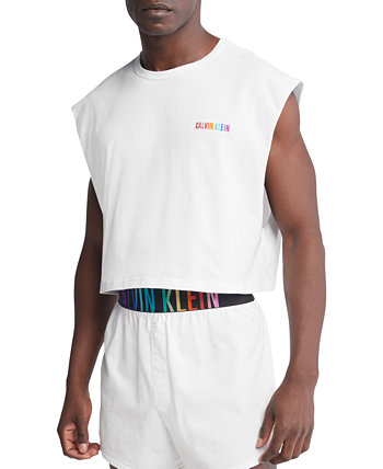Men's Intense Power Pride Cropped Logo Embroidered Cotton Muscle Tank Calvin Klein