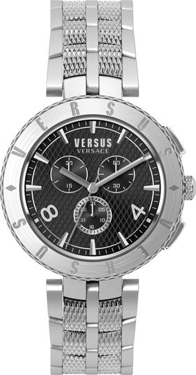 Мужские часы Gent Chronograph с черным циферблатом и браслетом из нержавеющей стали, 44 мм Versus Versace