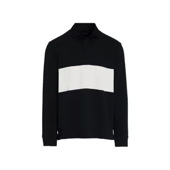 Striped Cotton Long-Sleeve Polo Shirt CLUB MONACO