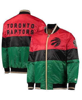 Мужская красно-черно-зеленая куртка Toronto Raptors Black History Month, посвященная 75-летию НБА, с молнией во всю длину Starter