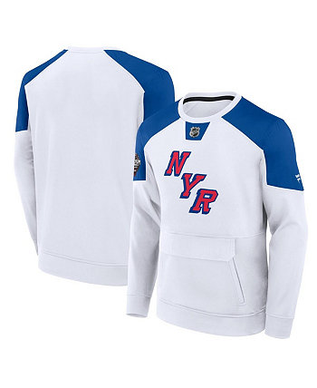 Branded Men's White New York Rangers 2024 NHL Stadium Series Authentic Pro Fleece Logo Pullover Sweatshirt Fanatics