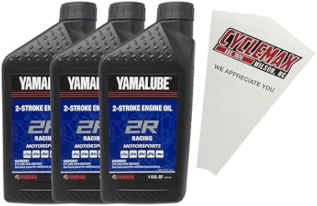 Three Pack compatible with Yamaha Yamalube 2R 2-Stroke Racing Oil LUB-2STRK-R1-12 Contains Three Quarts and a Funnel CYCLEMAX