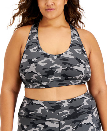 Plus Size Reversible Racerback Sports Bra, Created for Macy's ID Ideology