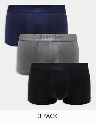 Набор из трех плавок с низкой посадкой Calvin Klein CK Black темно-синего, темно-серого и черного цветов Calvin Klein