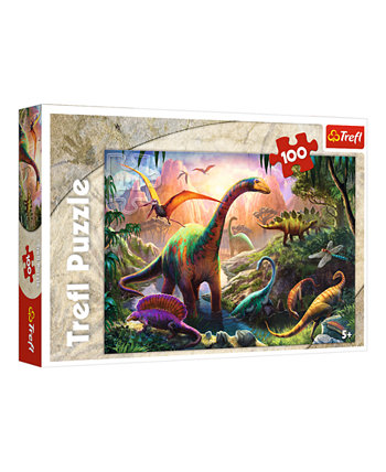 Красная детская головоломка из 100 деталей - Земля динозавров Trefl