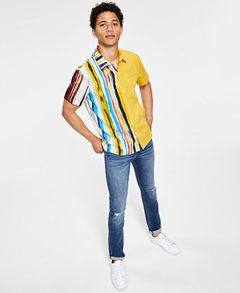 Мужская рубашка в полоску с цветными блоками Denim Bay