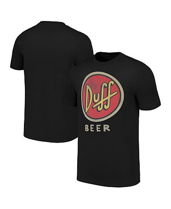Мужская и женская черная рваная футболка Duff в винтажном стиле с изображением Симпсонов Mad Engine