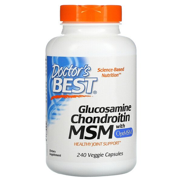 Глюкозамин, хондроитин, МСМ с OptiMSM, 240 растительных капсул Doctor's Best