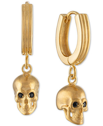 Серьги-подвески с черным бриллиантом в виде черепа, позолоченное 14-каратное серебро, создано для Macy's (также из стерлингового серебра с черным родиевым покрытием) Esquire Men's Jewelry