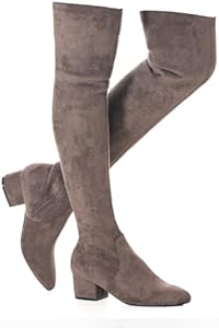 Женские Сапоги выше колена N.N.G Low Heel Winter Block Suede Thigh High Chunky OTK Long Comfort N.N.G