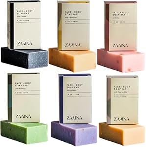 ZAAINA All Natural Soap - Moisturizing Soap Bars for Men, Women & Teens, Handmade Bath & Body Soap with no Harsh Chemicals, Made from Pure Oils, Butter and Essential Oils - Pack of 6 Soaps ZAAINA