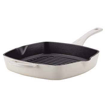 Ayesha Curry Grill Pan, Deep Square, Porcelain Enamel, 11.25 Inch