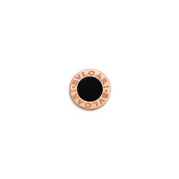 Классическое розовое золото 18 карат & amp; Одинарная круглая серьга-гвоздик с ониксом Bvlgari