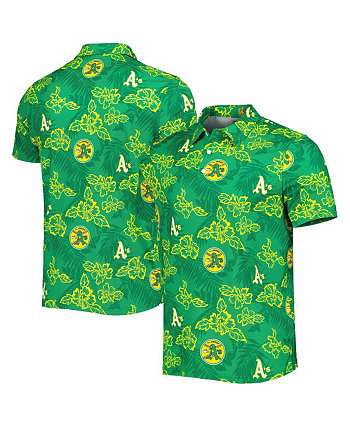 Мужская зеленая рубашка-поло с принтом Oakland Athletics Cooperstown Collection Puamana Reyn Spooner