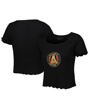 Женская черная футболка Atlanta United FC Baby в рубчик Boxercraft