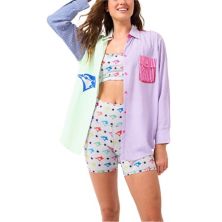 Women's Terez Pink/Blue Toronto Blue Jays Color Block Button-Up Long Sleeve Shirt TEREZ