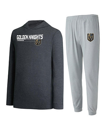 Мужской комплект из серого и черного пуловера с капюшоном Vegas Golden Knights Meter и брюк-джоггеров Concepts Sport