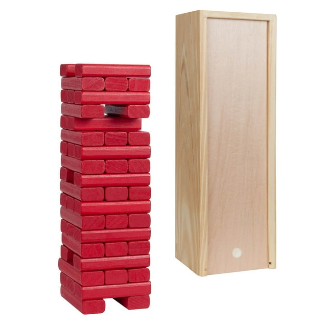 WE Games Wood Block Party Game that Tumbles - 12 in. Case - 54 Red Blocks WE Games